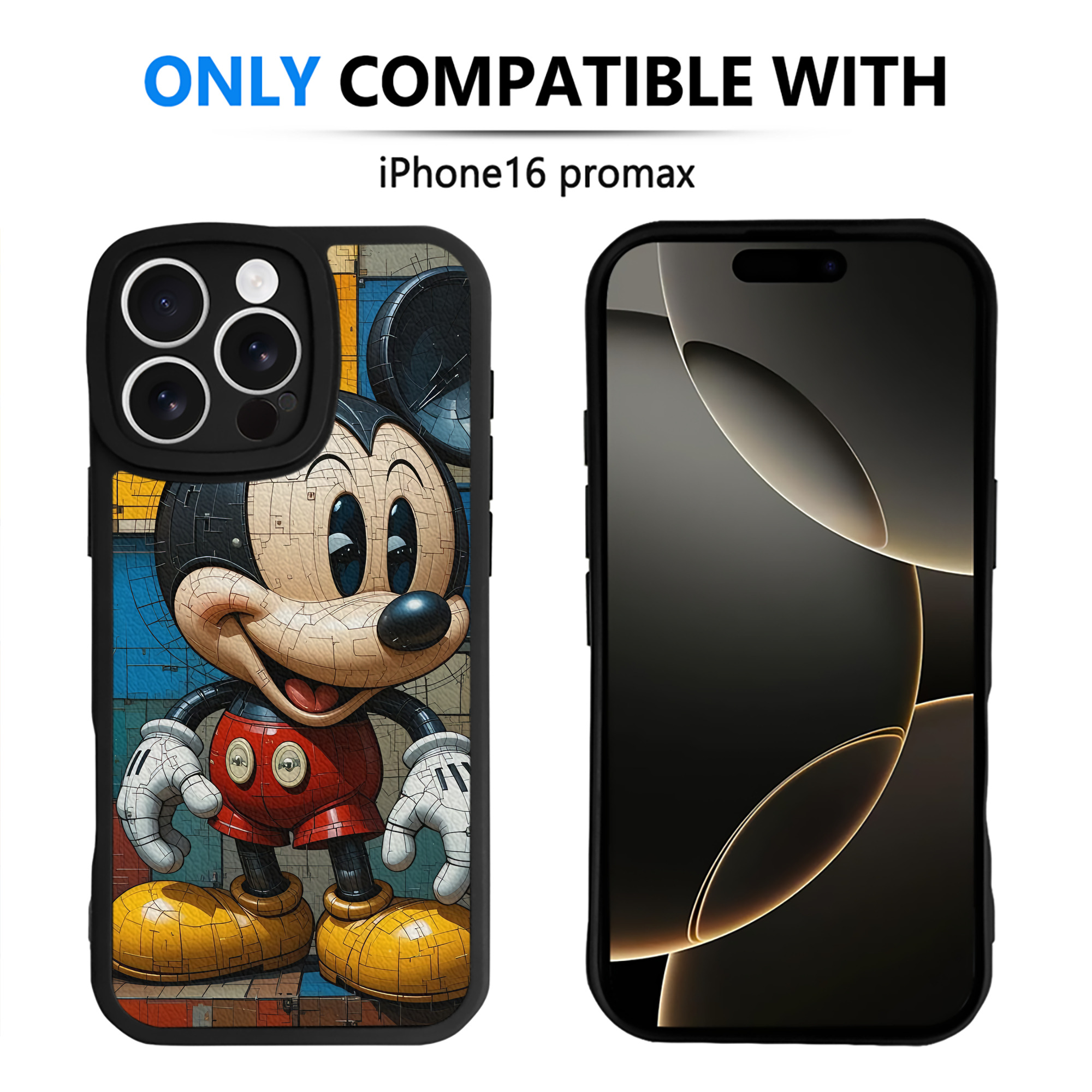 （画像用） ミッキーマウス Mickey Mouse 【iPhone 16シリーズ対応】シリコンスマホケース（レザー調） 材質：シリコン